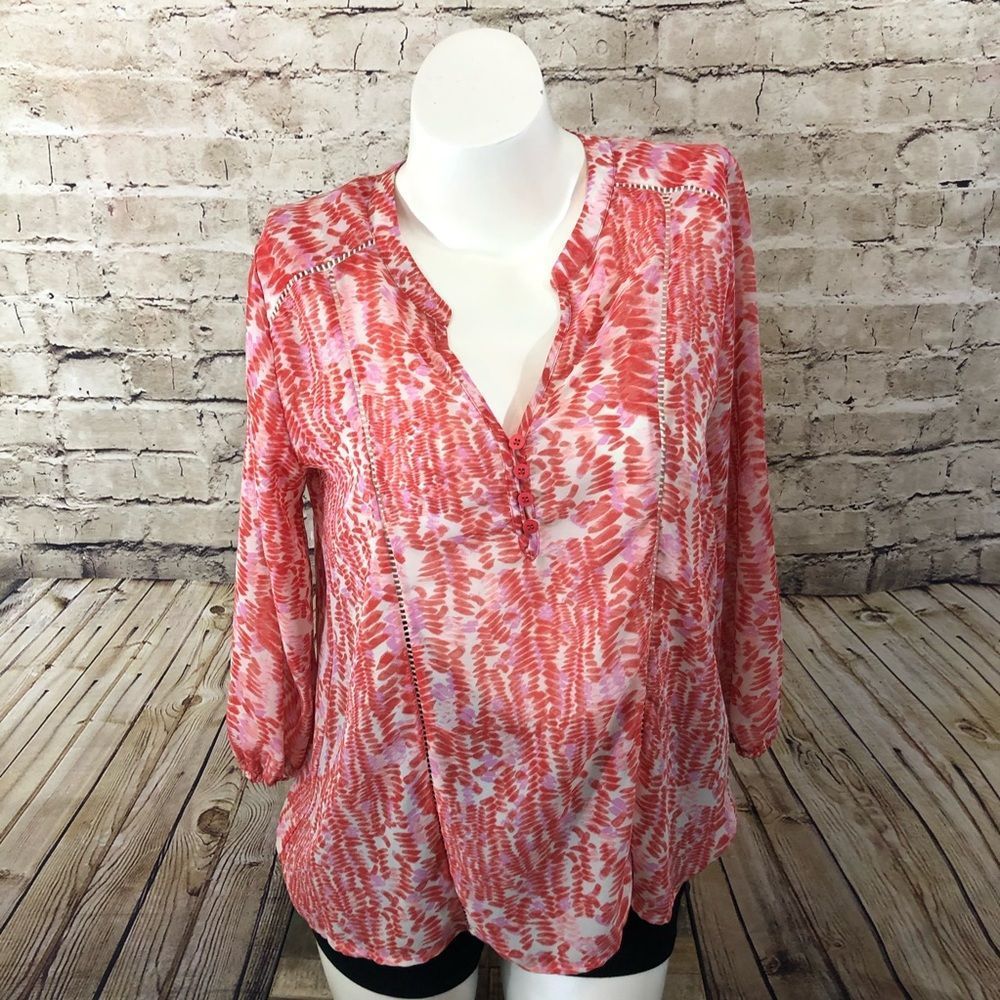 Collective concepts coral chiffon blouse